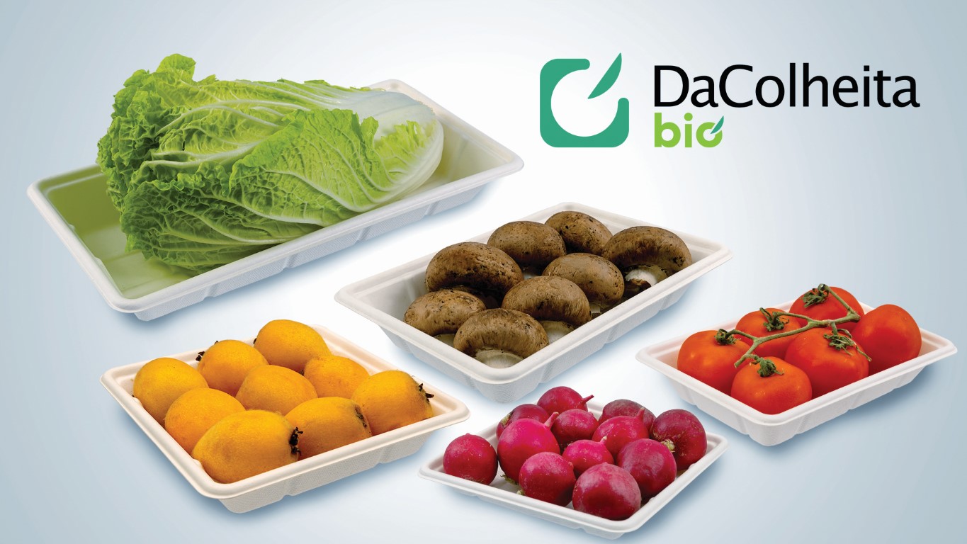 Embalagens DaColheita e DaColheita Bio expostas no estande da Termotécnica na Hortitec 2025