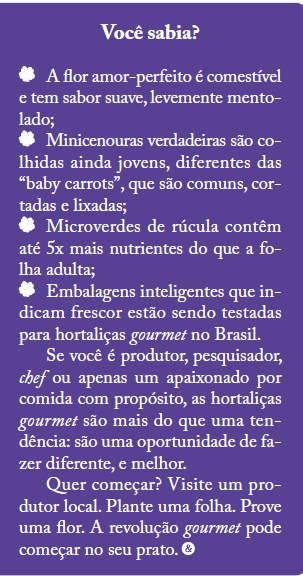 Curiosidades das Hortaliças gourmets