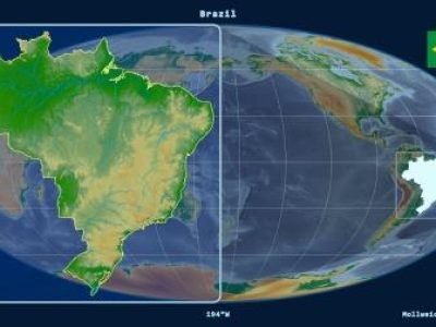 Brazil - physical. Mollweide, left