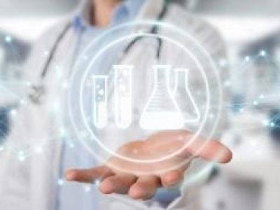Doctor holding digital analysis result icons 3D rendering