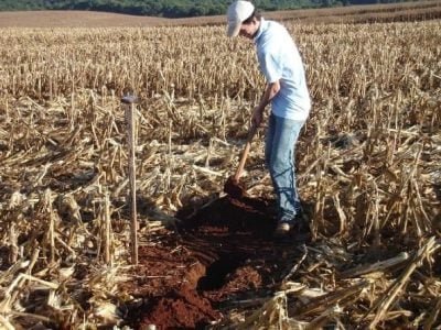 Como retirar amostra do solo -  Crédito Alexandre Puglisi