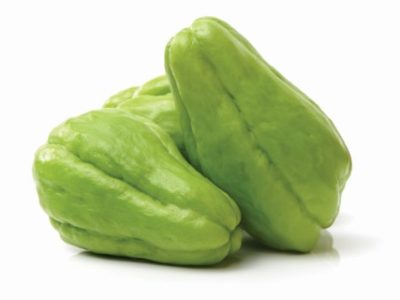 Chayote on white background