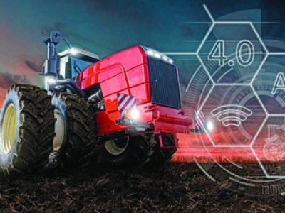 Autonomous tractor with artificial intelligence. Digitalization and digital transformation in agriculture 4.0. Smart farming