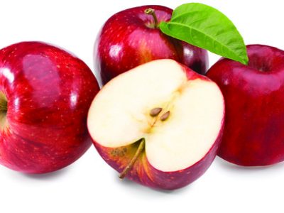 red apple with green leaf isolated on white background. clipping path.