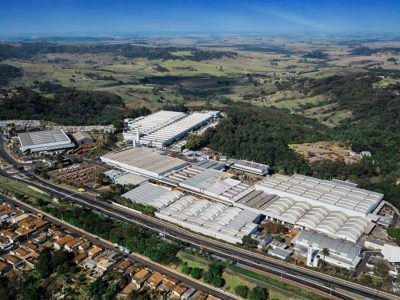 Vista área da fábrica da Jacto, em   Pompeia-SP: planta atual.